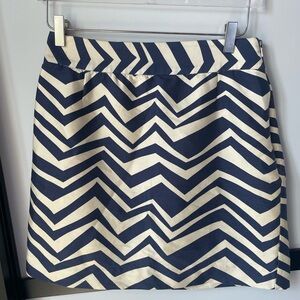 Elizabeth McKay Navy and Cream Chevron Mini Skirt